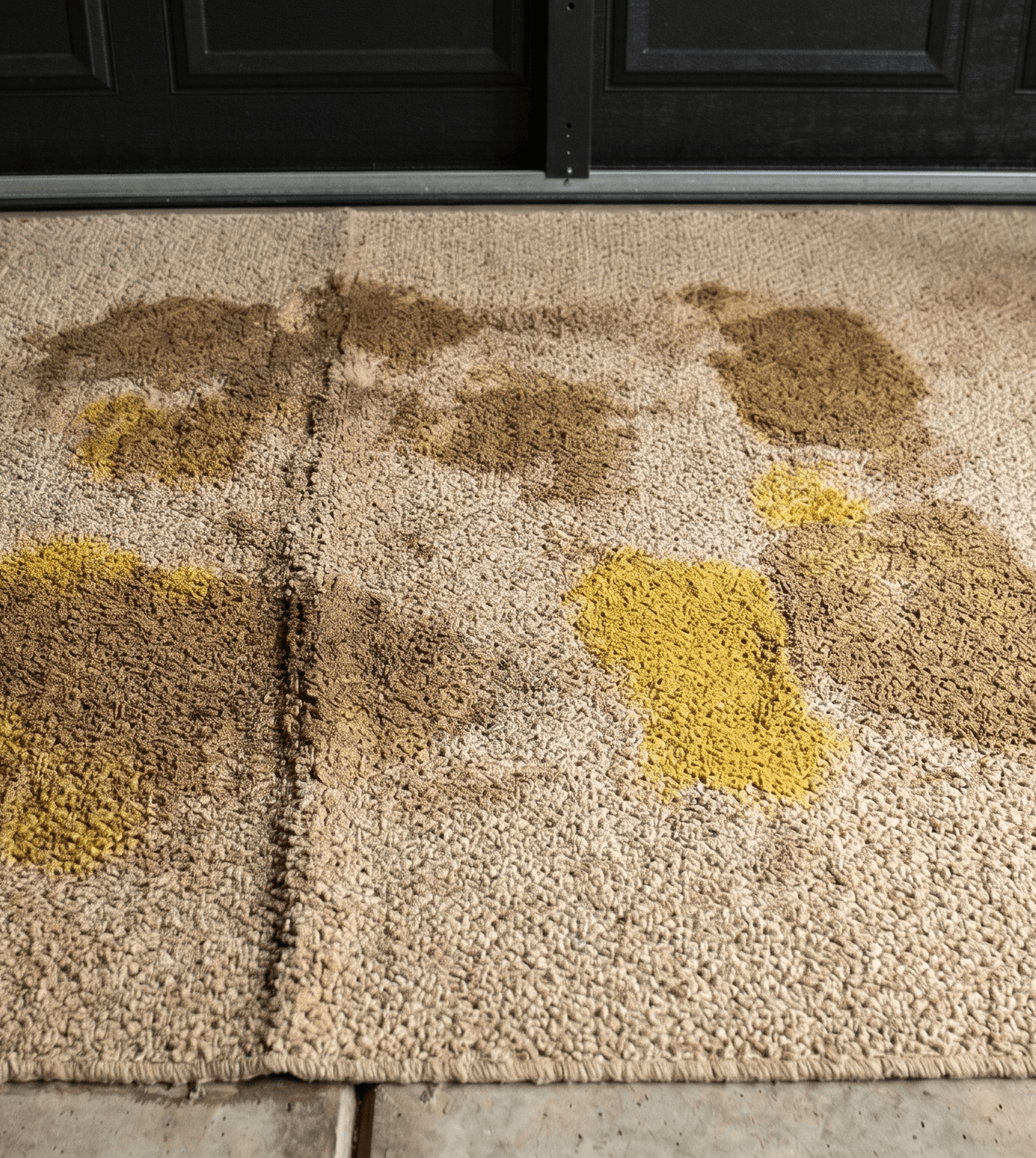 Pet-stained carpet before Spiker cleaning